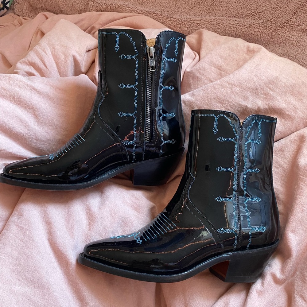 Black Leather Mila Lucchese Cowboy Boot